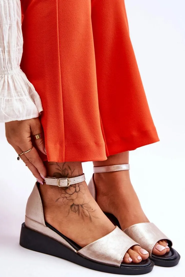 Damskie Buty damskie Vinceza Damskie Klasyczne Skórzane Sandały Na Koturnie Złote Truett