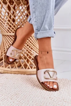 Discount Boto Damskie Klasyczne Skórzane Klapki Beżowe Evie