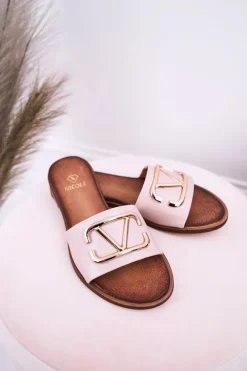 Discount Boto Damskie Klasyczne Skórzane Klapki Beżowe Evie