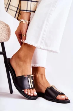 Boto Damskie Klasyczne Skórzane Klapki Czarne Adele