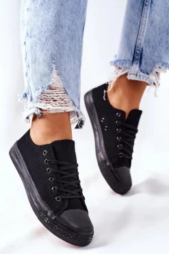 Boto Trampki Damskie Niskie*Damskie Klasyczne Trampki Czarne Omerta Czarny