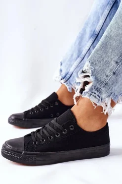 Boto Trampki Damskie Niskie*Damskie Klasyczne Trampki Czarne Omerta Czarny