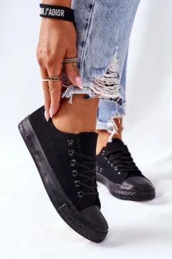 Boto Trampki Damskie Niskie*Damskie Klasyczne Trampki Czarne Omerta Czarny