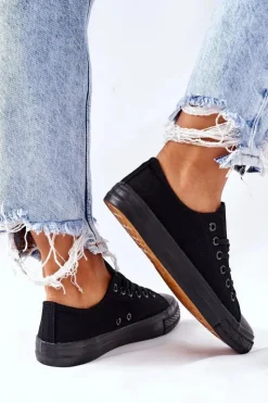 Boto Trampki Damskie Niskie*Damskie Klasyczne Trampki Czarne Omerta Czarny