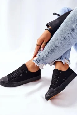 Boto Trampki Damskie Niskie*Damskie Klasyczne Trampki Czarne Omerta Czarny