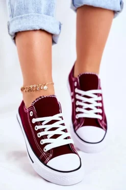 Damskie Boto Damskie Klasyczne Trampki Bordowe Omerta