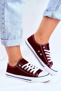 Damskie Boto Damskie Klasyczne Trampki Bordowe Omerta
