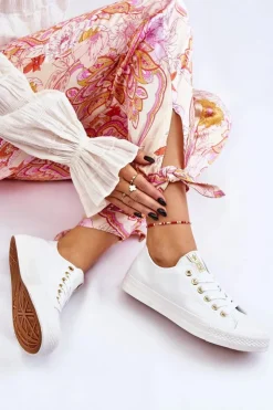 Damskie Evento Damskie Klasyczne Trampki Biało-Złote Ecoma