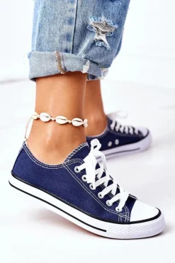 Boto Trampki Damskie Niskie*Damskie Klasyczne Trampki Granatowe Omerta Niebieski