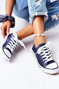 Boto Trampki Damskie Niskie*Damskie Klasyczne Trampki Granatowe Omerta Niebieski