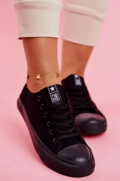 Clearance Evento Damskie Klasyczne Trampki Czarne Ecoma