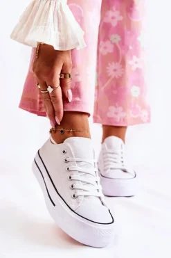 Boto Trampki Damskie Niskie*Damskie Klasyczne Trampki Na Platformie Białe Conelle