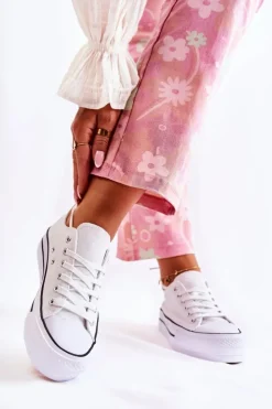 Boto Trampki Damskie Niskie*Damskie Klasyczne Trampki Na Platformie Białe Conelle