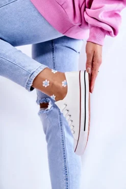 Damskie Boto Damskie Klasyczne Trampki Wiązane Białe Be Mine