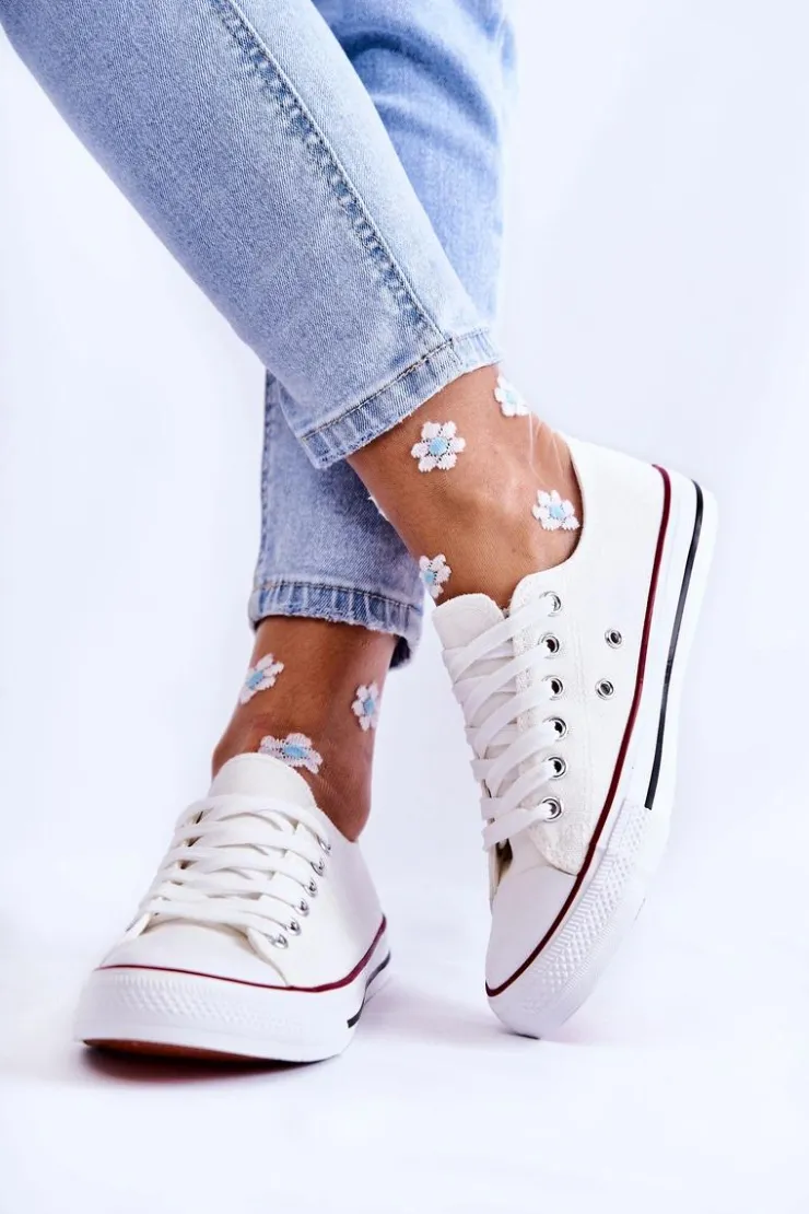 Damskie Boto Damskie Klasyczne Trampki Wiązane Białe Be Mine