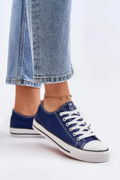 Clearance Boto Damskie Klasyczne Trampki Granatowe Ecoma Niebieski