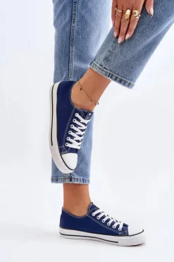 Clearance Boto Damskie Klasyczne Trampki Granatowe Ecoma Niebieski