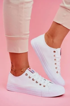 Damskie Evento Damskie Klasyczne Trampki Białe Ecoma