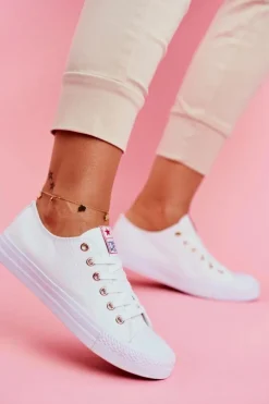 Damskie Evento Damskie Klasyczne Trampki Białe Ecoma