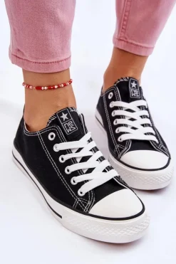 Clearance Evento Damskie Klasyczne Trampki Czarno-Białe Ecoma