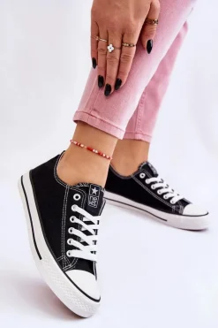 Clearance Evento Damskie Klasyczne Trampki Czarno-Białe Ecoma