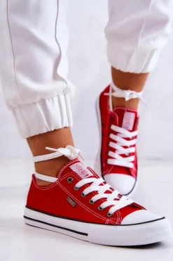 Cross Jeans Trampki Damskie Cross Jeans|Trampki Damskie Niskie*Damskie Klasyczne Trampki JJ2R4010C Czerwone Czerwony