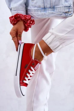 Cross Jeans Trampki Damskie Cross Jeans|Trampki Damskie Niskie*Damskie Klasyczne Trampki JJ2R4010C Czerwone Czerwony