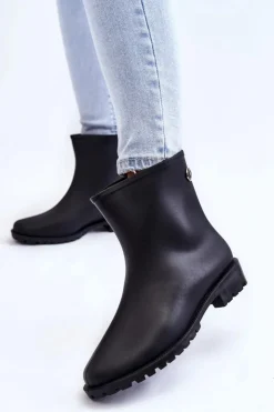 Boto Damskie Klasyczne Wsuwane Kalosze Czarne Floriana