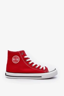 Big Star Shoes Trampki Damskie Big Star|Trampki Damskie Wysokie*Damskie Klasyczne Wysokie Trampki Big Star T274024 Czerwone