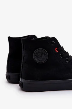 Big Star Shoes Trampki Damskie Big Star|Trampki Damskie Wysokie*Damskie Klasyczne Wysokie Trampki Big Star T274033 Czarne Czarny