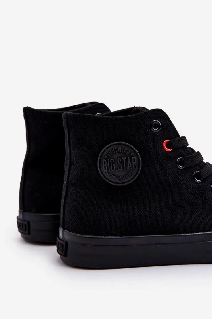 Big Star Shoes Trampki Damskie Big Star|Trampki Damskie Wysokie*Damskie Klasyczne Wysokie Trampki Big Star T274033 Czarne Czarny