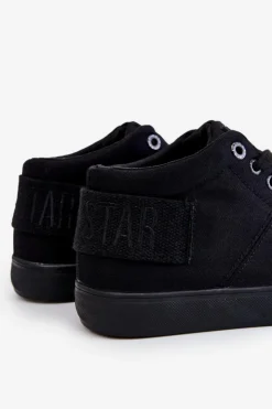 Big Star Shoes Trampki Damskie Big Star|Trampki Damskie Wysokie*Damskie Klasyczne Wysokie Trampki Big Star LL274001 Czarne Czarny