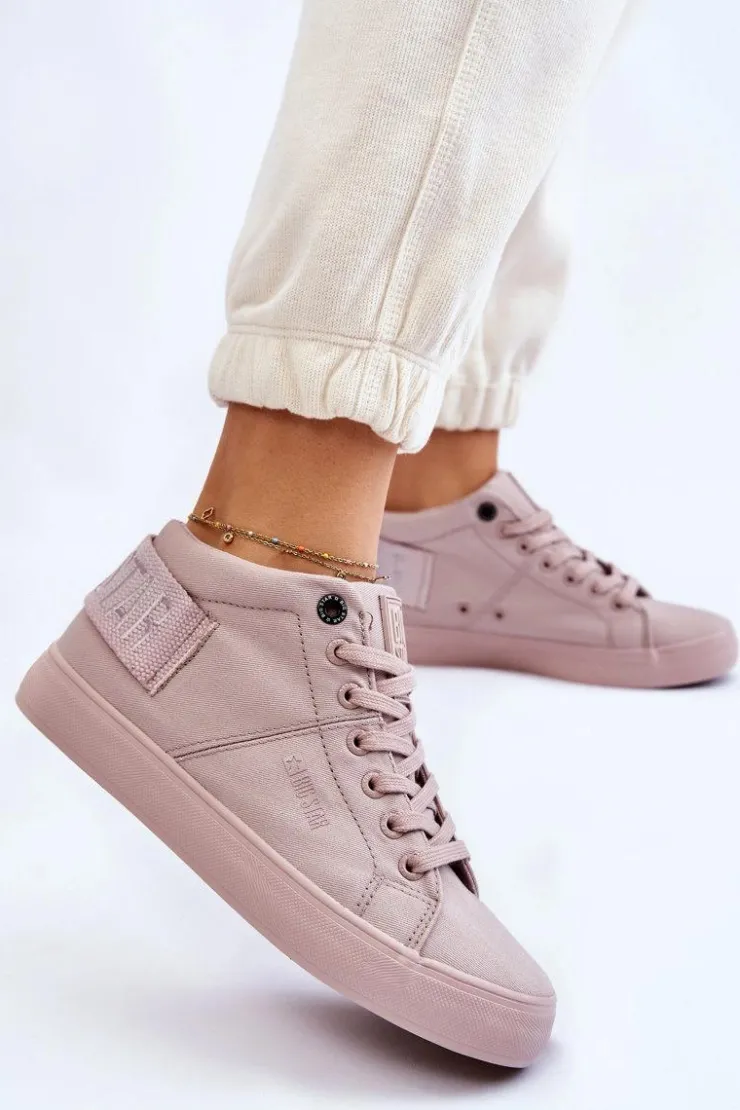 Big Star Shoes Trampki Damskie Big Star|Trampki Damskie Wysokie*Damskie Klasyczne Wysokie Trampki Big Star LL274004 Nude