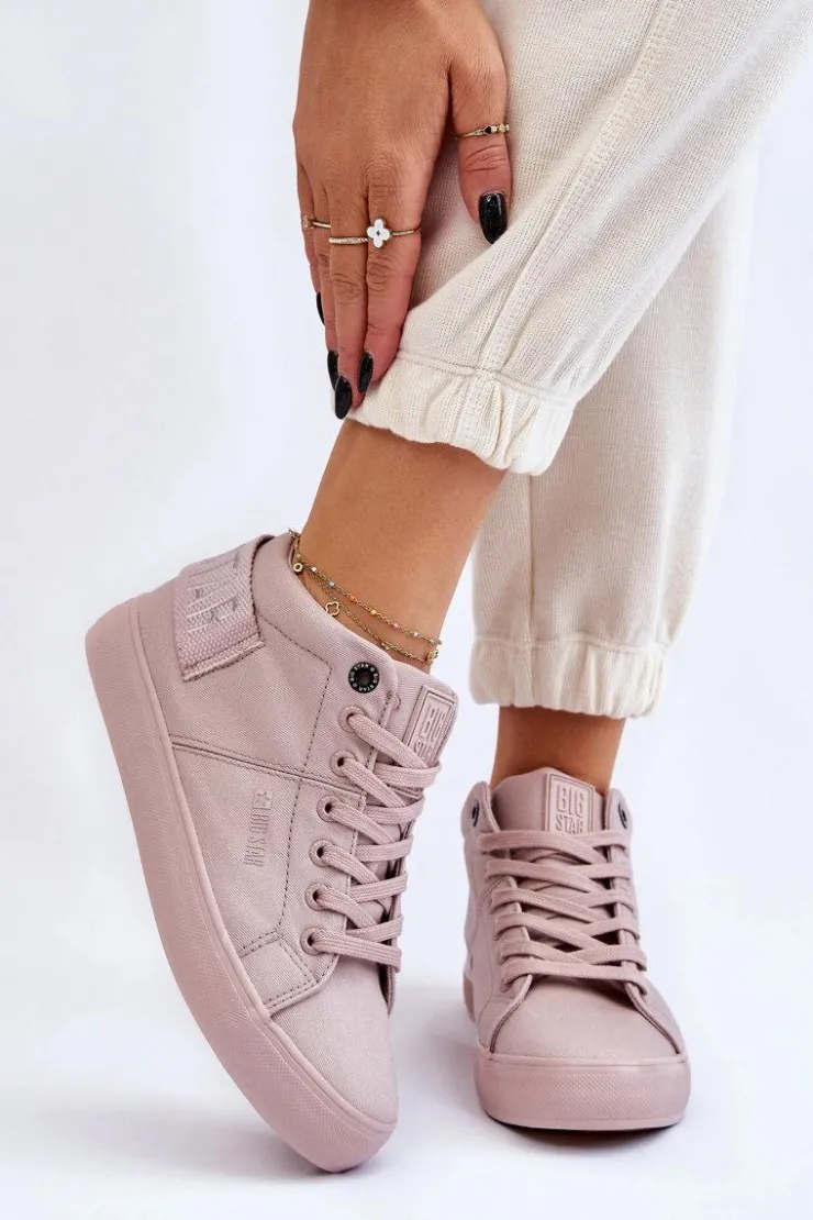 Big Star Shoes Trampki Damskie Big Star|Trampki Damskie Wysokie*Damskie Klasyczne Wysokie Trampki Big Star LL274004 Nude