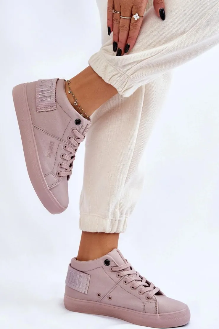 Big Star Shoes Trampki Damskie Big Star|Trampki Damskie Wysokie*Damskie Klasyczne Wysokie Trampki Big Star LL274004 Nude