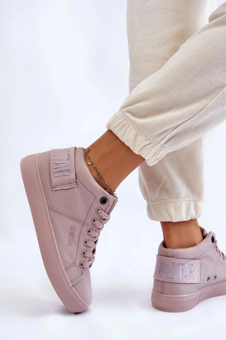 Big Star Shoes Trampki Damskie Big Star|Trampki Damskie Wysokie*Damskie Klasyczne Wysokie Trampki Big Star LL274004 Nude