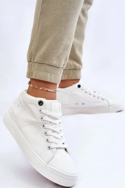 Clearance Big Star Shoes Damskie Klasyczne Wysokie Trampki Big Star LL274002 Białe Biały