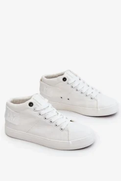 Clearance Big Star Shoes Damskie Klasyczne Wysokie Trampki Big Star LL274002 Białe Biały