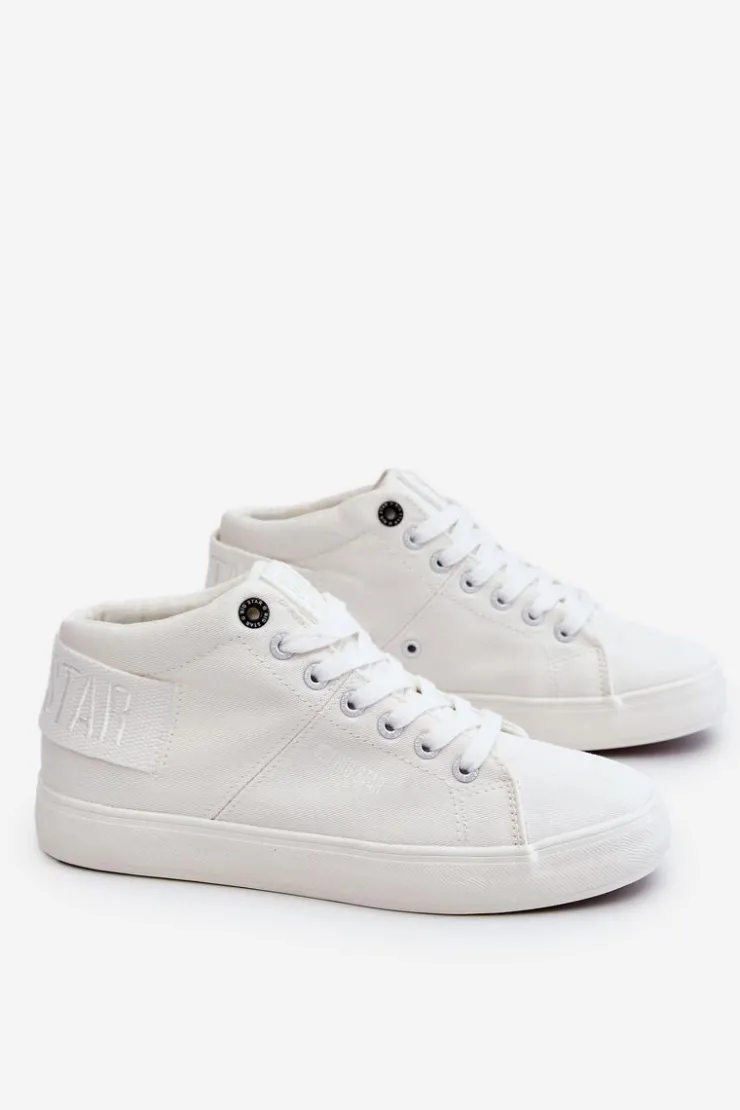 Clearance Big Star Shoes Damskie Klasyczne Wysokie Trampki Big Star LL274002 Białe Biały