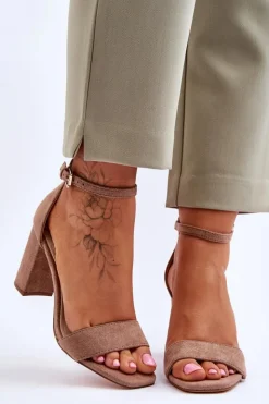 Discount Evento Damskie Klasyczne Zamszowe Sandały Brązowe Passo