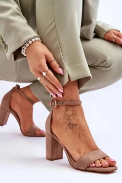 Discount Evento Damskie Klasyczne Zamszowe Sandały Brązowe Passo