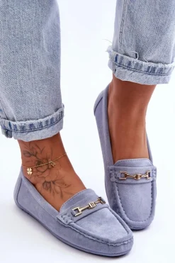 Boto Mokasyny Damskie Zamszowe*Damskie Klasyczne Zamszowe Mokasyny e Corinell Niebieski