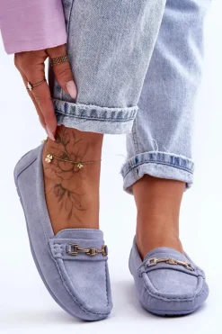 Boto Mokasyny Damskie Zamszowe*Damskie Klasyczne Zamszowe Mokasyny e Corinell Niebieski