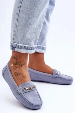 Boto Mokasyny Damskie Zamszowe*Damskie Klasyczne Zamszowe Mokasyny e Corinell Niebieski