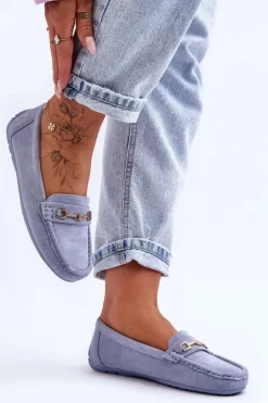 Boto Mokasyny Damskie Zamszowe*Damskie Klasyczne Zamszowe Mokasyny e Corinell Niebieski