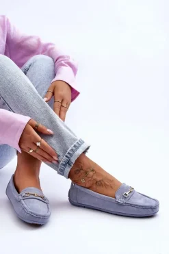 Boto Mokasyny Damskie Zamszowe*Damskie Klasyczne Zamszowe Mokasyny e Corinell Niebieski