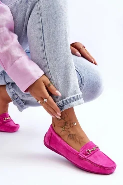 Clearance Boto Damskie Klasyczne Zamszowe Mokasyny Różowe Corinell Różowy