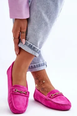 Clearance Boto Damskie Klasyczne Zamszowe Mokasyny Różowe Corinell Różowy