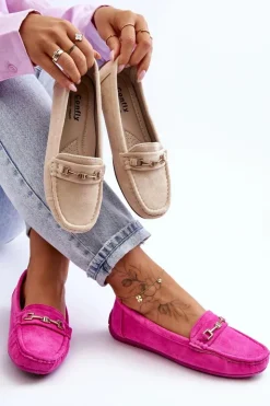 Clearance Boto Damskie Klasyczne Zamszowe Mokasyny Różowe Corinell Różowy