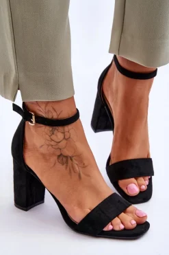 Damskie Evento Damskie Klasyczne Zamszowe Sandały Czarne Passo